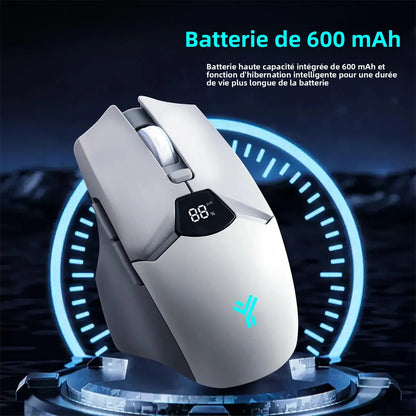 Rato Bluetooth Sem Fios com Indicador Digital de Bateria, Rato Ergonómico Silencioso para PC, Portátil e Gaming, 2.4G/Bluetooth 5.0