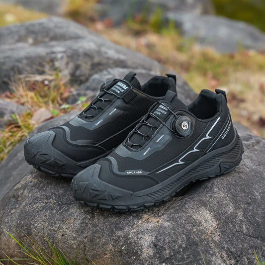 Men's Lightweight Casual Outdoor Running Shoes in Black, Grey, Khaki, Sizes 39-48, PU Material with Canvas
