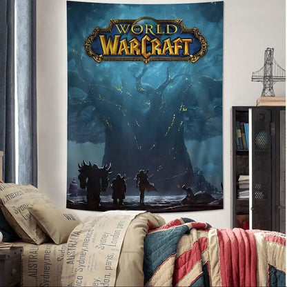 Μεγάλη επιτοίχια ταπισερί με εκτύπωση Hot Game World Of Warcraft, οικονομική χίπικη διακόσμηση τοίχου, μποέμ επιτοίχιες ταπισερί, μάνταλα για διακόσμηση σπιτιού