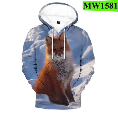 Beliebte Hip-Hop-Novelty-Hoodies und Sweatshirts mit komfortablem Fox-3D-Print für Herren/Damen und Erwachsene/Kinder, lässige Pullover