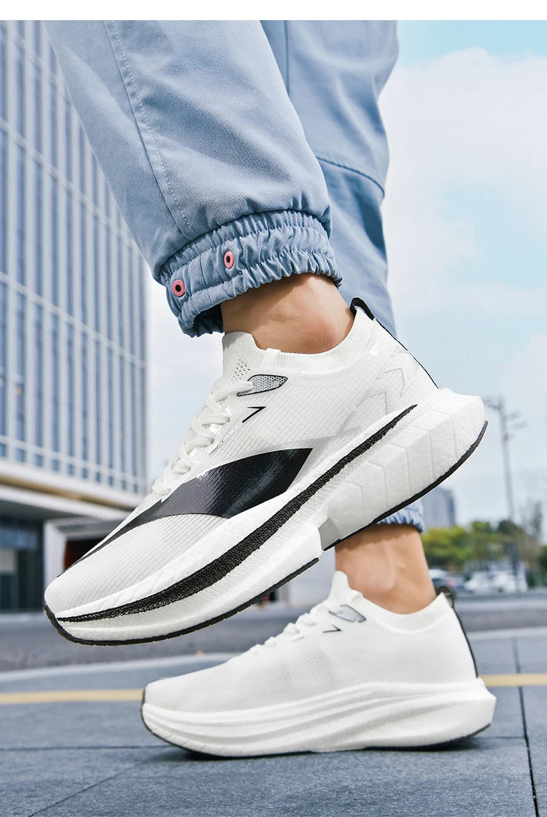Ténis de corrida Air Cushion para homem, ténis masculinos, ténis de maratona com sola de carbono, ténis de jogging, calçado desportivo para atividades ao ar livre, ténis casuais para homem