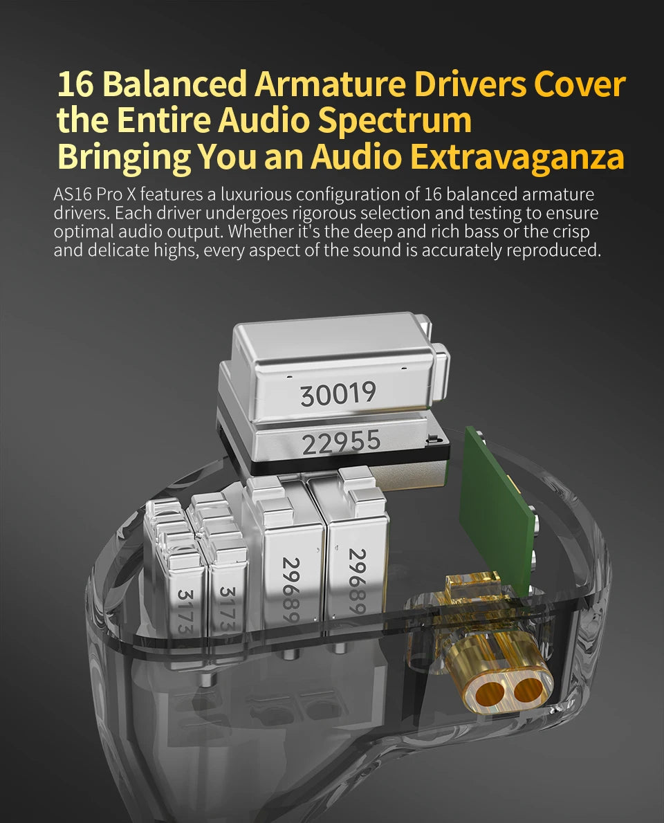 Auricolari in-ear monitor KZ AS16 PRO X HiFi – cuffie cablate con microfono e 8 driver ad armatura bilanciata