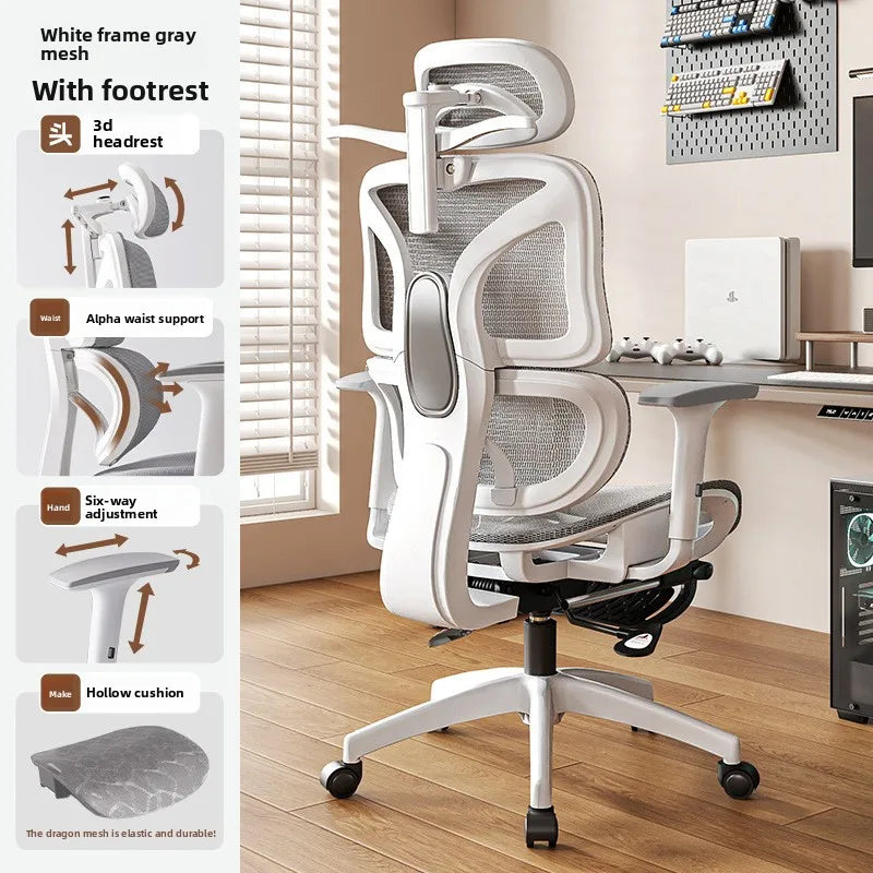 UVR Ergonomic Gaming Chair Comfortable Computer Chair with Footrest, Adjustable Office Chair, Reclining E-Sports Chair for Long Sitting and Work