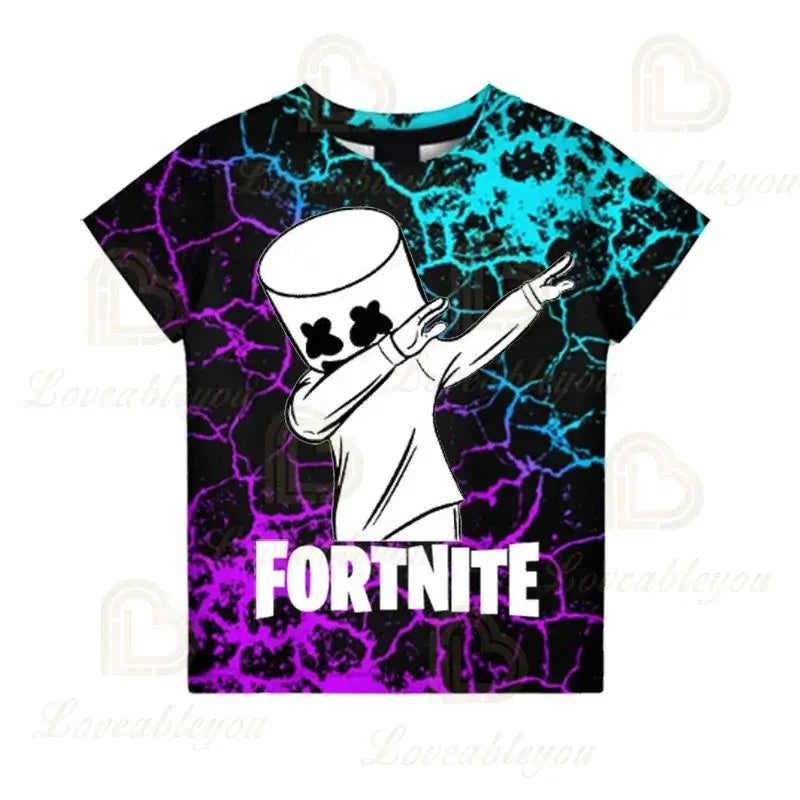 Fortnite Boys T-shirt Kids Tops Summer Children Clothes 3D Funny Battle Royale Game Graphics T Shirt Toddler Girls Top Tee