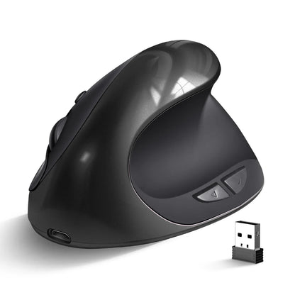 BTS-908 Ratón vertical recargable superventas, ratón inalámbrico ergonómico con receptor USB 2.4G, 1600 DPI ajustables y 6 botones