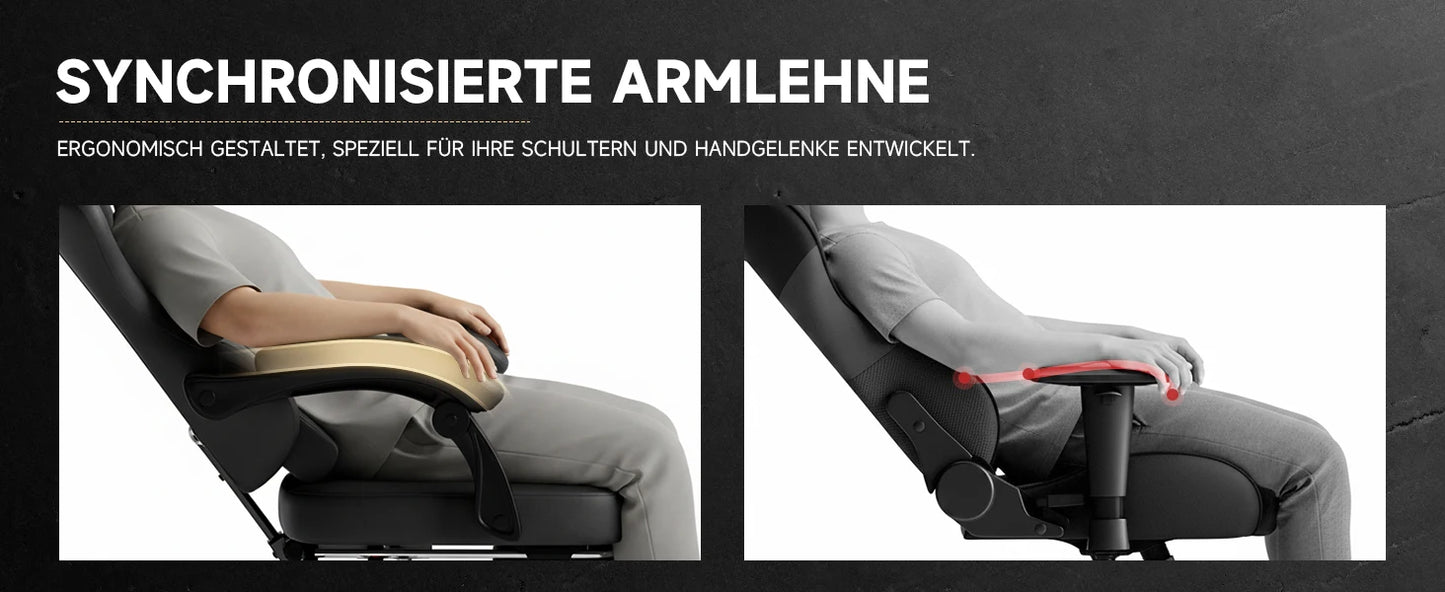 Silla gaming ergonómica PINGGO con reposapiés, masaje y cuero PVC, silla de oficina para PC gaming, capacidad de carga 150kg