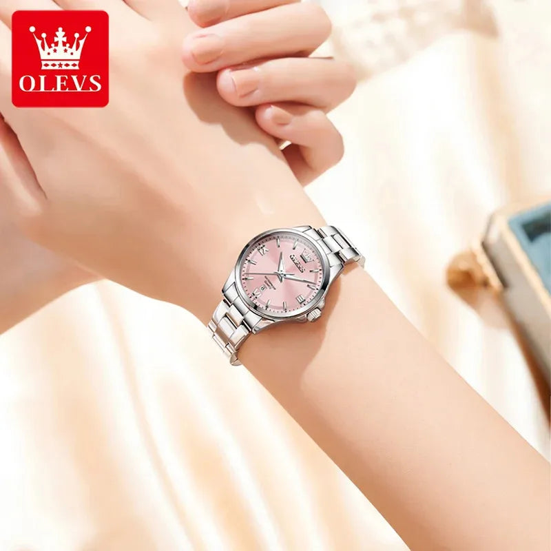 OLEVS 3668 Women Watch Luxury Original Waterproof Stainless Steel Quartz Watch Roman Automatic Date Women Watch Reloj Para Mujer