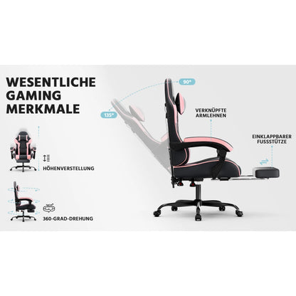 Gaming Chair Ergonomic Gaming Chair with Lumbar Support, Breathable PU Leather Office Chair, Comfortable Computer Chair