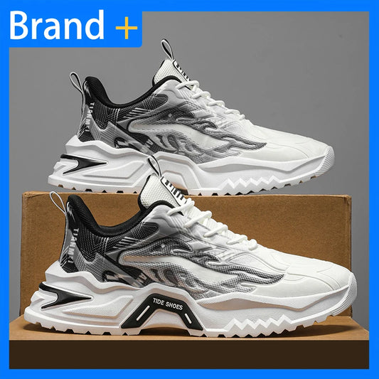 Men's Sports Shoes Fashion Lace-Up Versatile Non-Slip Thick Soled Teenagers Daily Wear Comfortable Casual Running Shoes for Men