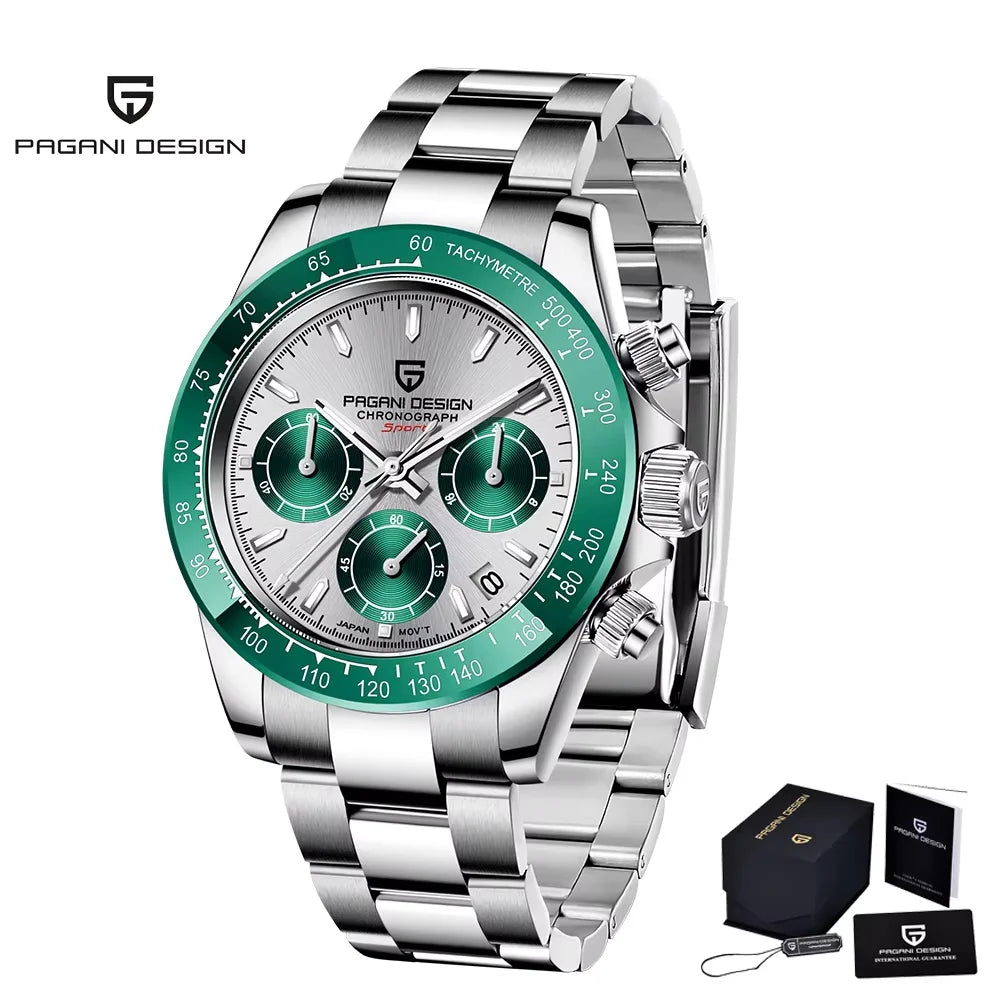 Novo Original PAGANI DESIGN PD-1664 Relógio de Pulso de Luxo para Homem, Movimento de Quartzo Japonês VK63, Safira, Cronógrafo Resistente à Água, Dourado