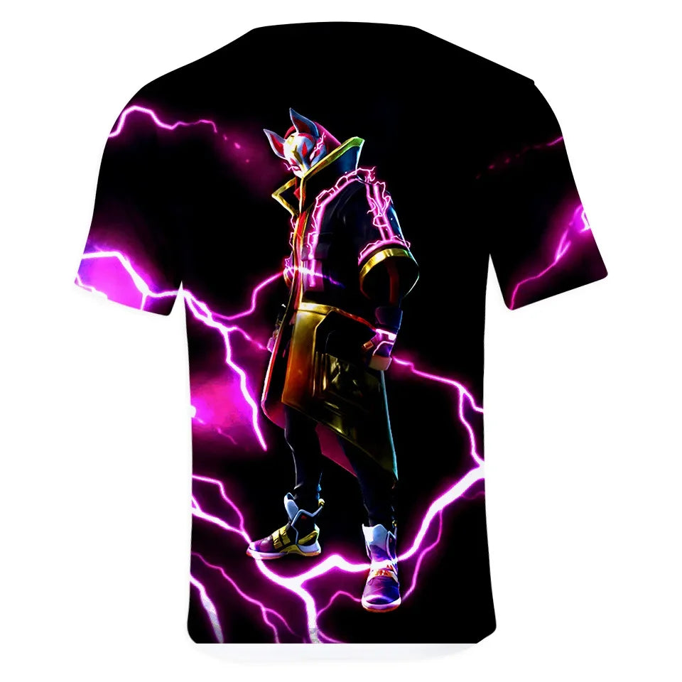 T-shirt Fortnite Victory Hero para Criança, Rapaz e Rapariga, Battle Royale 3D, Manga Curta