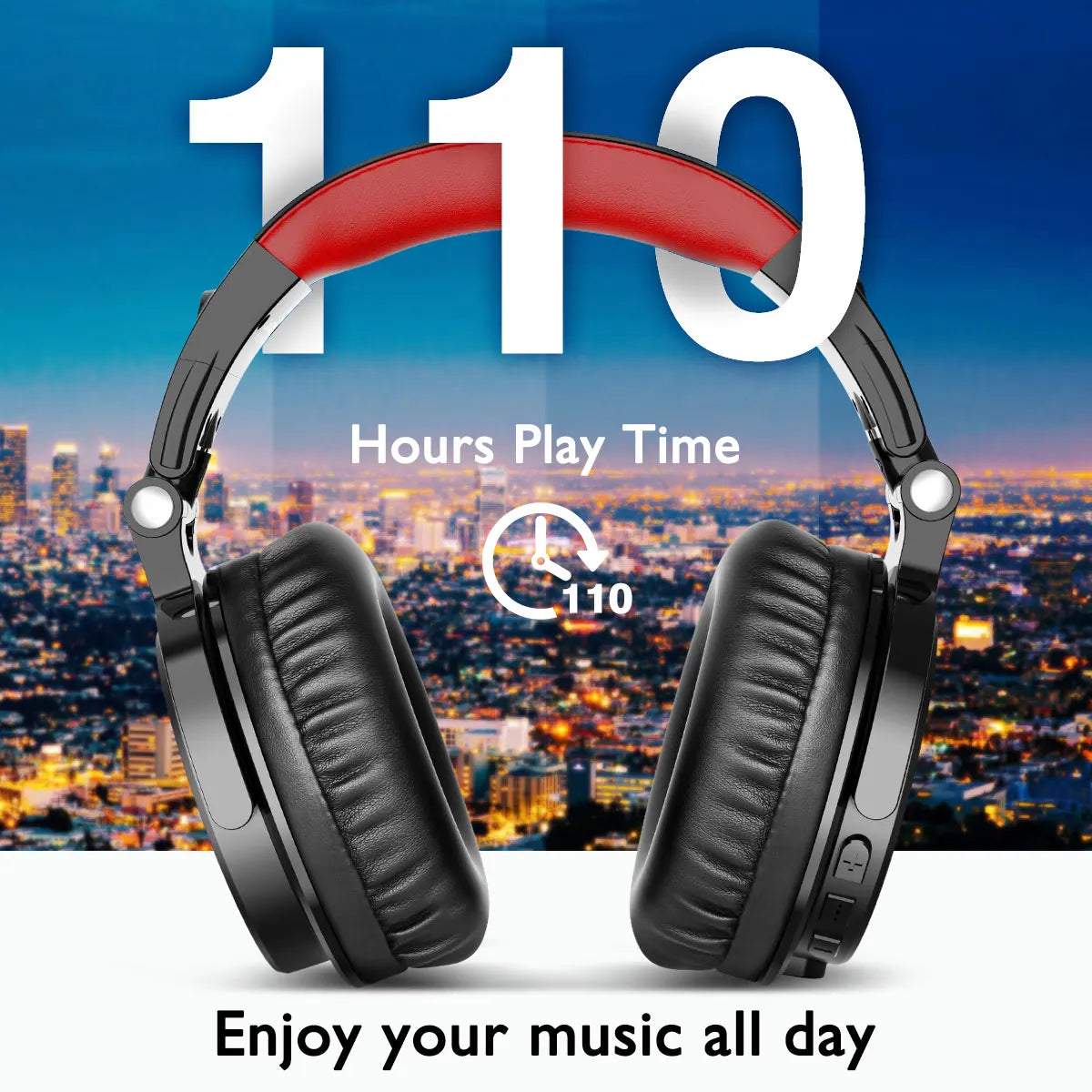 Auriculares gaming inalámbricos Bluetooth 5.2 OneOdio 110H – 110H de autonomía, sonido de graves profundos circumaurales con micrófono, auriculares 2 en 1 con cable e inalámbricos para PC y PS4