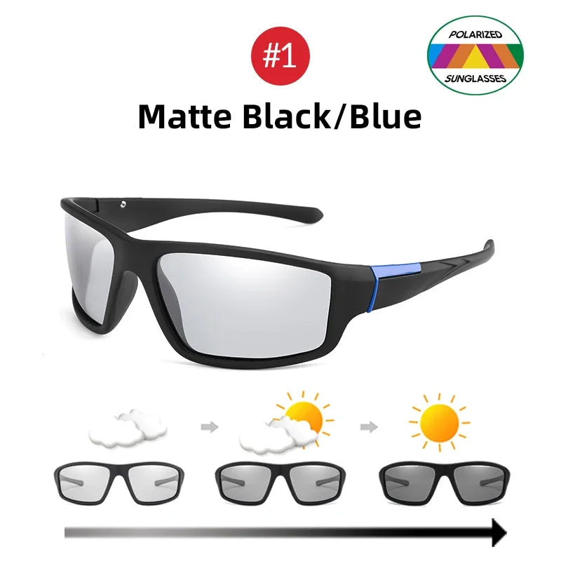 VIVIBEE Sports Men Photochromic Sunglasses Polarized Black Goggles Women Color Changing Driving Discoloration UV400 Sun Glasses