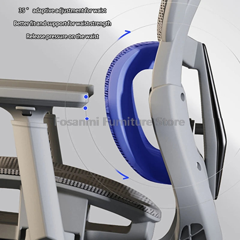 Silla de oficina ergonómica para ordenador con malla transpirable, reposabrazos, soporte lumbar ajustable, reposacabezas y diseño para escritorio, hogar y gaming