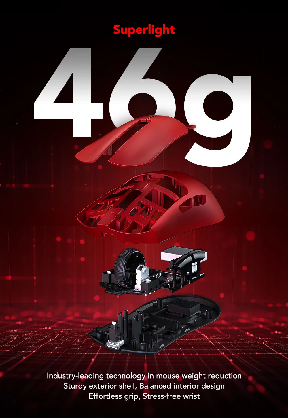 Ratón gaming KYSONA serie Jupiter con cable e inalámbrico, 8Khz, sensor PAW3950, Bluetooth, 46g, recargable, controlador web para PC y portátil