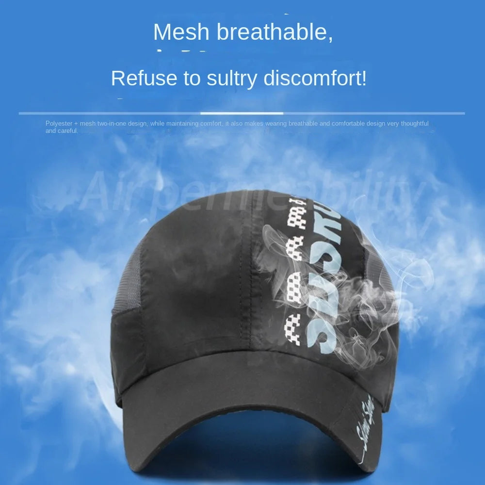 Unisex Wide Brim Mesh Baseball Cap Breathable Quick-drying Peaked Cap Adjustable Hip Hop Hats Outdoor Sports