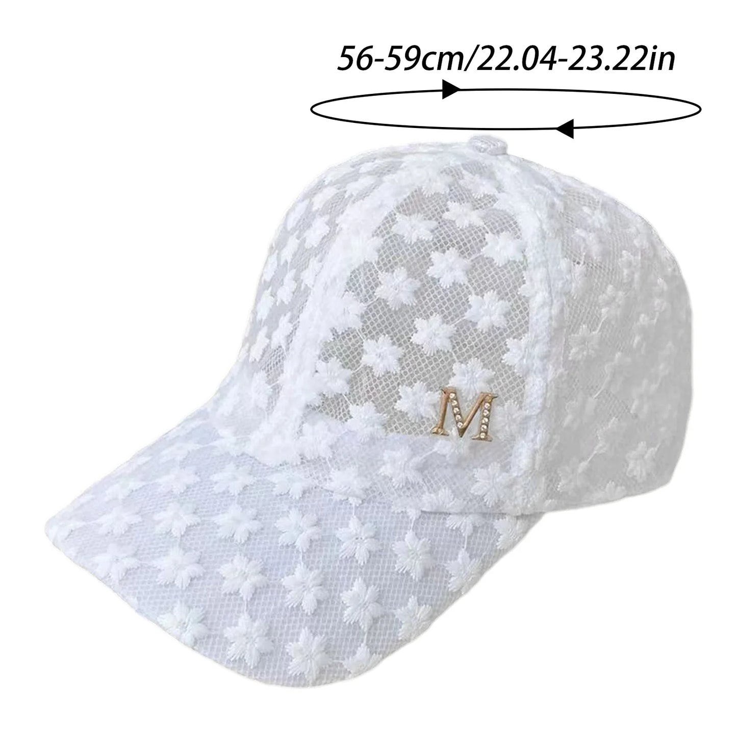 Lace Flower Thin Baseball Cap Female Spring And Summer Sunscreen Hollow Cap Breathable Sweet Adjustable Head Circumference