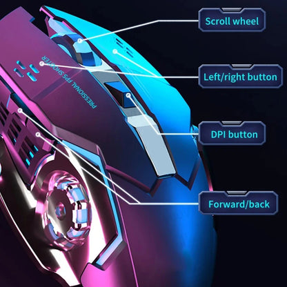 Ratón gaming Mecha inalámbrico Bluetooth 2.4G USB, recargable, silencioso y retroiluminado, ratón ergonómico para oficina, accesorios de juego