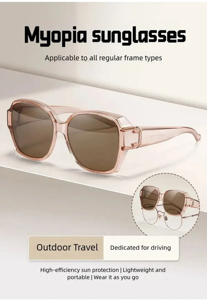 Fashion Round Polarized Sunglasses Cover Over Myopia Prescription Glasses Portable Men Women Vintage Fishing Driving Eyewear