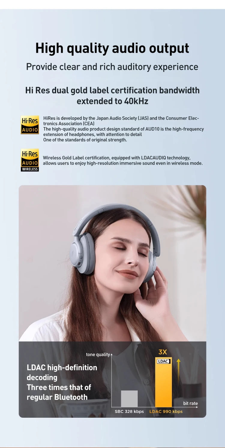 1MORE SonoFlow S Wireless Bluetooth Noise Cancelling Headphones 42dB ANC Hi-Res Audio 90H Battery Life Over-Ear Headset