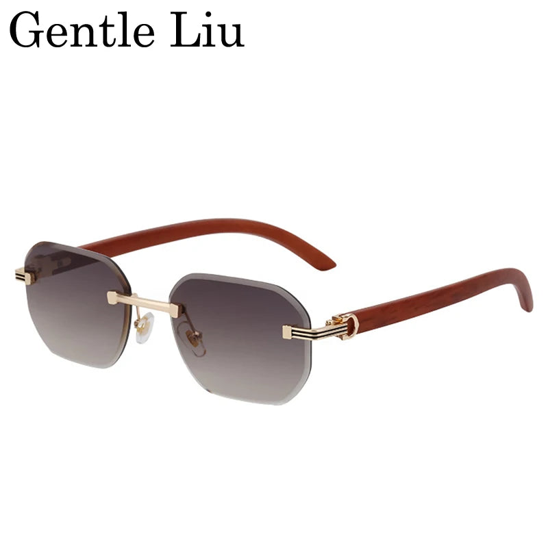 Vintage Square Rimless Sunglasses Men 2026 Luxury Brand Trendy Frameless Punk UV400 Eyewear Anti Blue Light Prescription Glasses