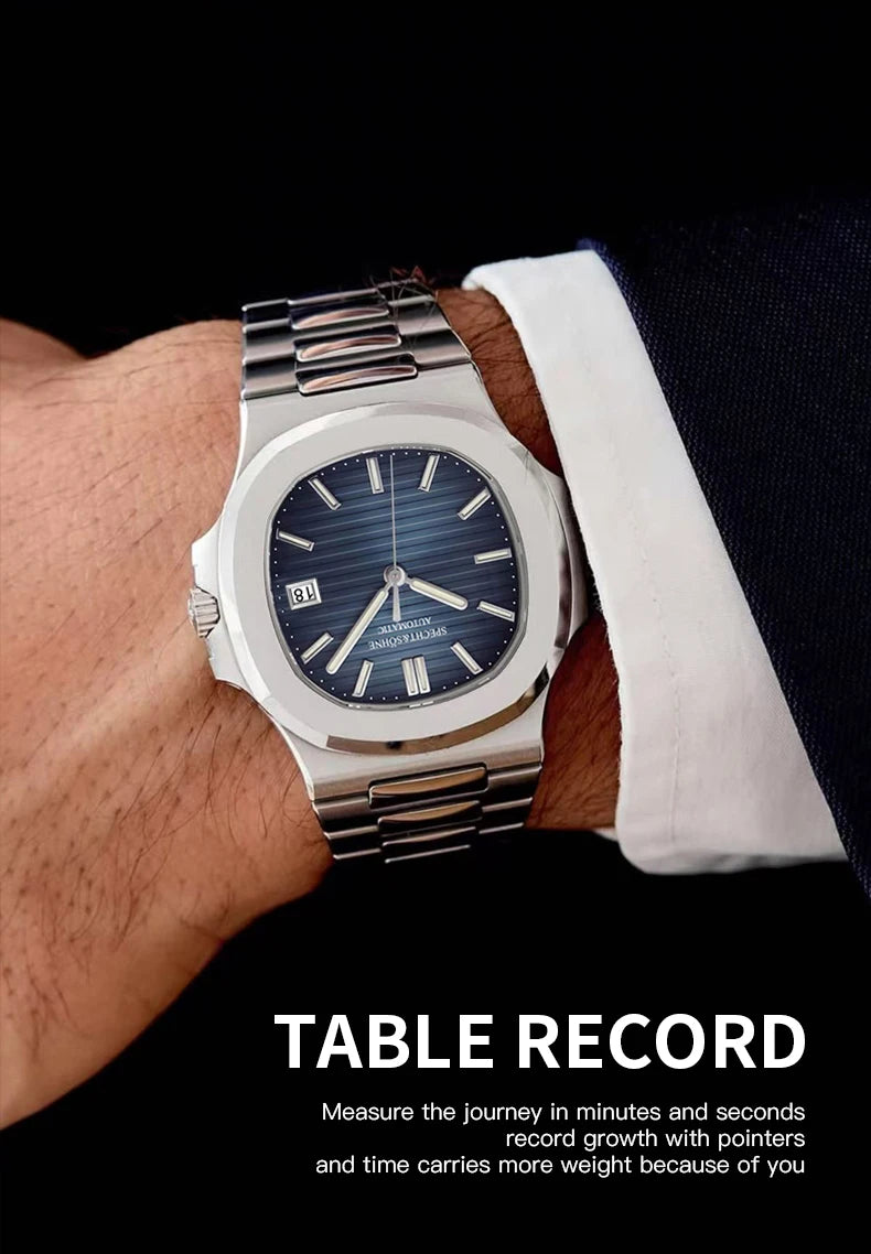 Relógio Masculino Specht&Sohne 2025 New Classic de Luxo Automático em Aço Inoxidável com Safira 8215, Relógio de Pulso Mecânico