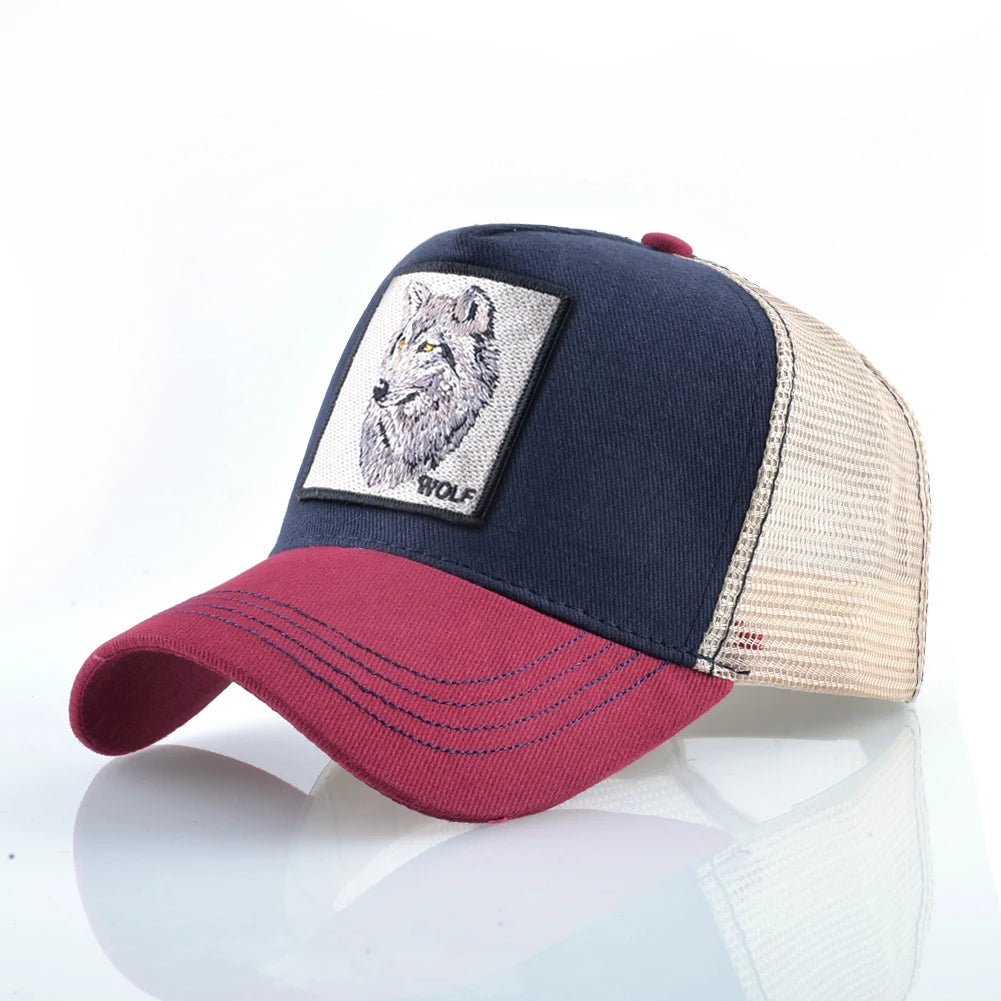 Fashion Baseball Cap With Embroidery Wolf Patch Snapback Hip Hop Trucker Caps Men Women Outdoor Breathable Visor Hat
