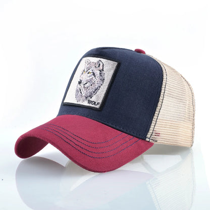 Fashion Baseball Cap With Embroidery Wolf Patch Snapback Hip Hop Trucker Caps Men Women Outdoor Breathable Visor Hat