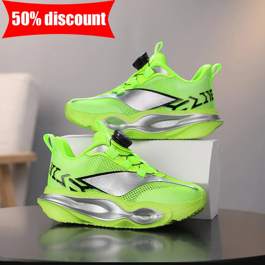 Children's Sneakers Fashion Thick Soft Sole Cushioning Elastic Casual Comfortable Tennis Shoes New Lightweight Mesh Jogging Shoes