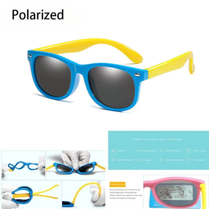 Polarized Kids Sunglasses TR90 Silicone Gel Frame Classic Square Children Sun Glasses Girls Boys Multi Color Baby Goggles UV400