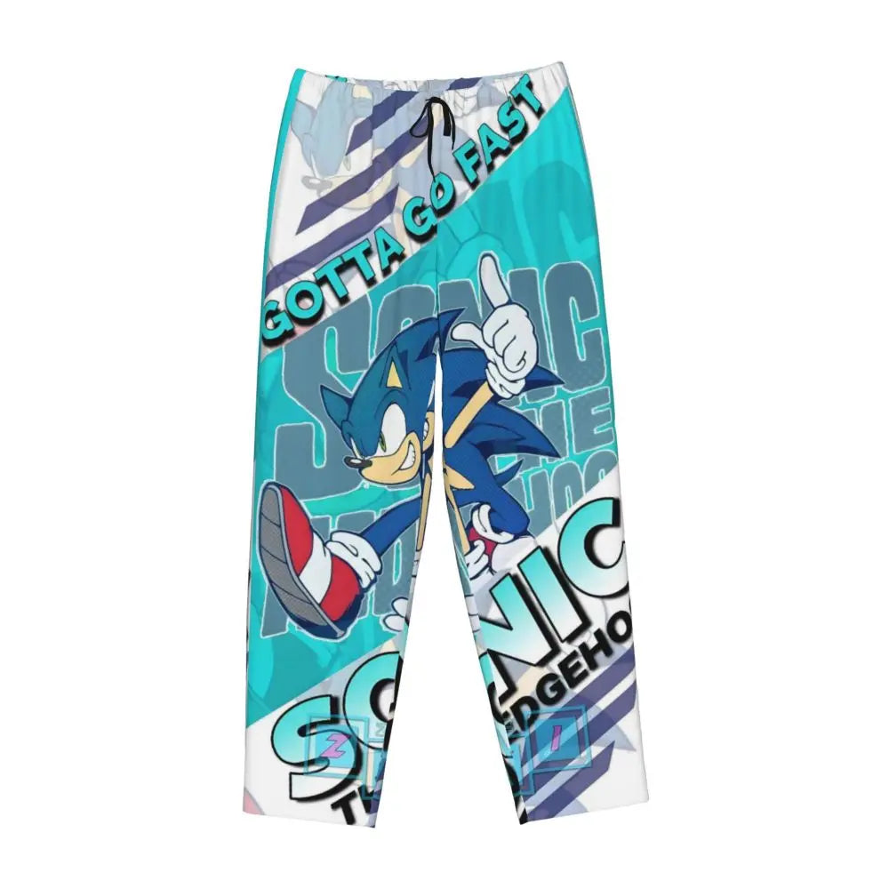 Custom Women Soniced Pajama Pants Printed Hedgehog Game Sleep Sleepwear Bottoms with Pockets