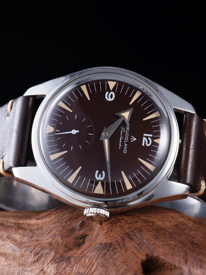 Hruodland F033 Retro Classic Quartz Men's Watches VD78 Movement Stainless Steel Black Brown Leather Strap Wristwatches