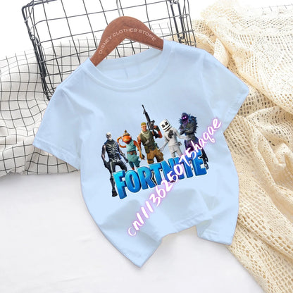Fortnites Children T-shirts Game Cartoon Printed Figures Fortress Night Tees Game Short Sleeves Tops Summer Boys Girls Clothes