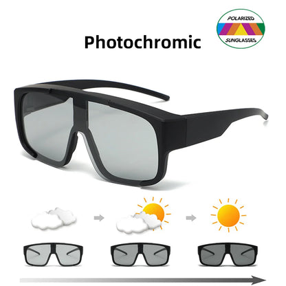 VIVIBEE Large Polarized Glasses Fit Over Sunglasses Photochromic Men Driving UV400 Fishing Outdoor Women Mirrored Dark Goggles