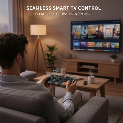 MRSVI Mini Keyboard A8 PLUS, teclado inalámbrico retroiluminado 2.4GHz y Bluetooth5.0 con panel táctil para Android TV Box, Mac, portátil, Windows