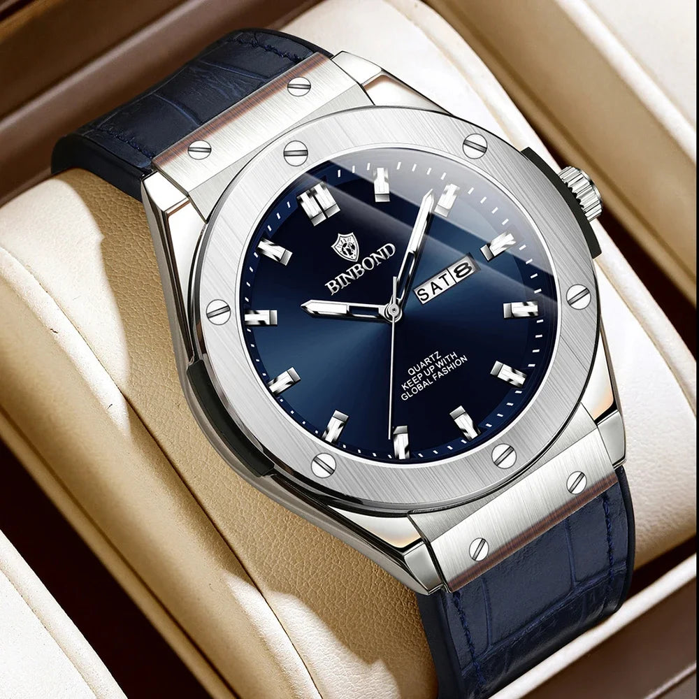 Montre pour homme, style décontracté, bracelet en cuir, modèle automatique ou à quartz, accessoire de luxe, idée cadeau idéale, montre-bracelet tendance.