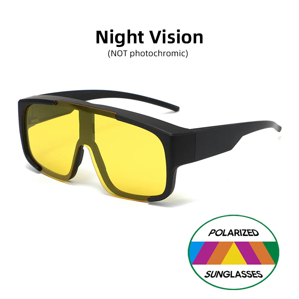 VIVIBEE Large Polarized Glasses Fit Over Sunglasses Photochromic Men Driving UV400 Fishing Outdoor Women Mirrored Dark Goggles