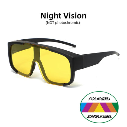VIVIBEE Large Polarized Glasses Fit Over Sunglasses Photochromic Men Driving UV400 Fishing Outdoor Women Mirrored Dark Goggles
