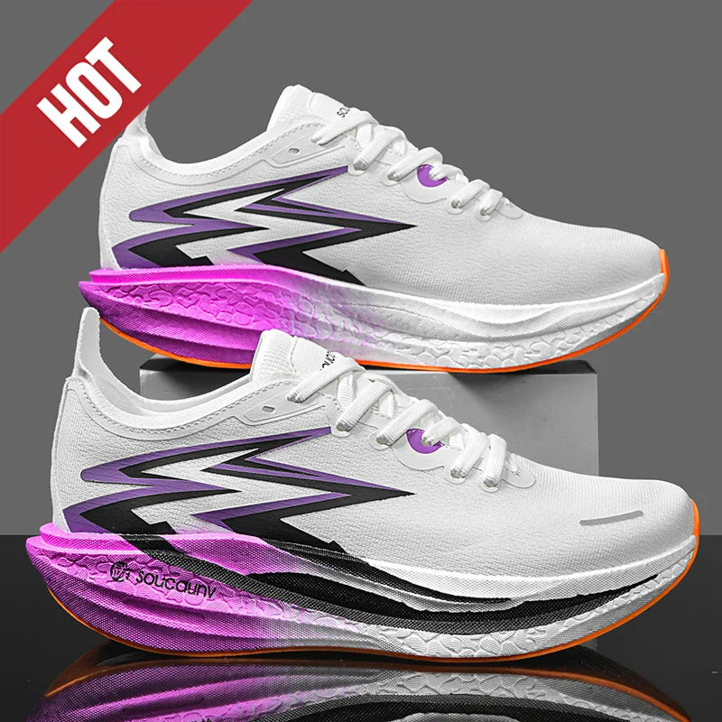 Ténis de Corrida NOVOS com Placa de Carbono para Maratona, Homem e Mulher, Desportivos, Respiráveis, Leves, Confortáveis, Antiderrapantes e Casuais