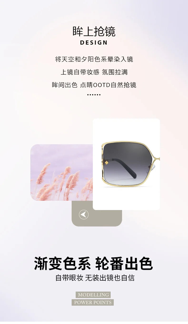 Fashion Oversized Sunglasses Women Big Frame Popular Luxury Brand Designer Shades Sun Glasses Oculos De Sol Feminino Gafas