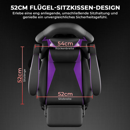 Gaming Chair Ergonomic Gaming Chair with Lumbar Pillow and Headrest, Gamer Chair Height Adjustable, Pc Chair for Adults Girls Boy,Black Purple