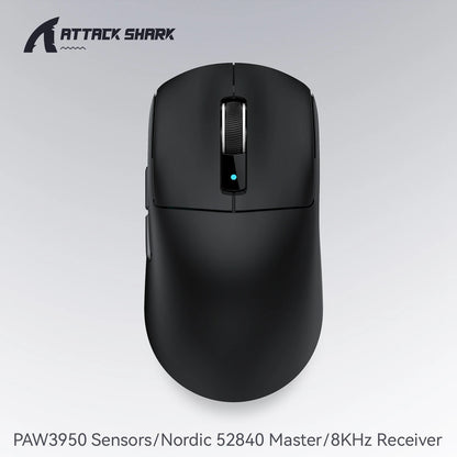 ATTACK SHARK R6 PAW3950MAX Wireless Gaming Mouse, 8Khz Polling, Ultralight 39g, Nordic 52840 MCU, Omron Optical Microswitches