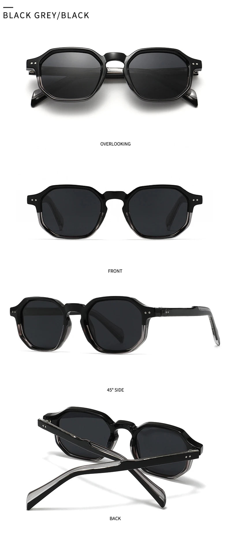 SHAUNA New Polygon Square Men Polarized Sunglasses Retro Rivets Women Blue Green Shades UV400