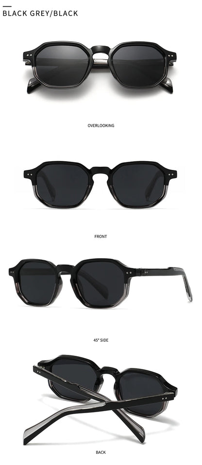 SHAUNA New Polygon Square Men Polarized Sunglasses Retro Rivets Women Blue Green Shades UV400