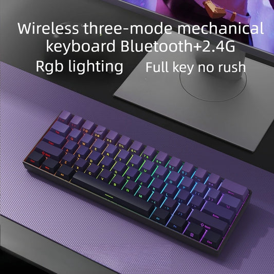 Wireless Gaming Mechanical Keyboard Bluetooth 60 Percent RGB White Triple Mode Portable Keyboards