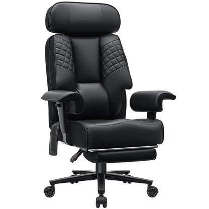 Executive Office Chair with Foot Rest and Waist Lumbar Support, Ergonomic Gaming Chair with Adjustable Height Headrest for Home