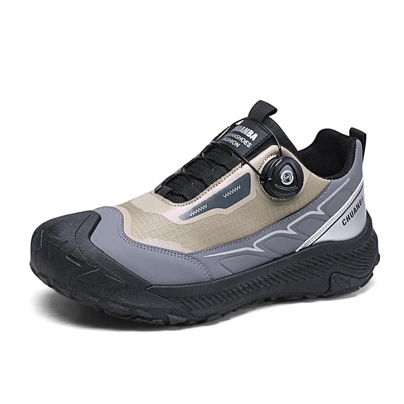 Sneakers da trekking da uomo con fibbia girevole, scarpe da escursionismo con suola spessa per attività all’aperto, scarpe sportive da uomo, comode e antiscivolo, ideali per arrampicata e passeggiate