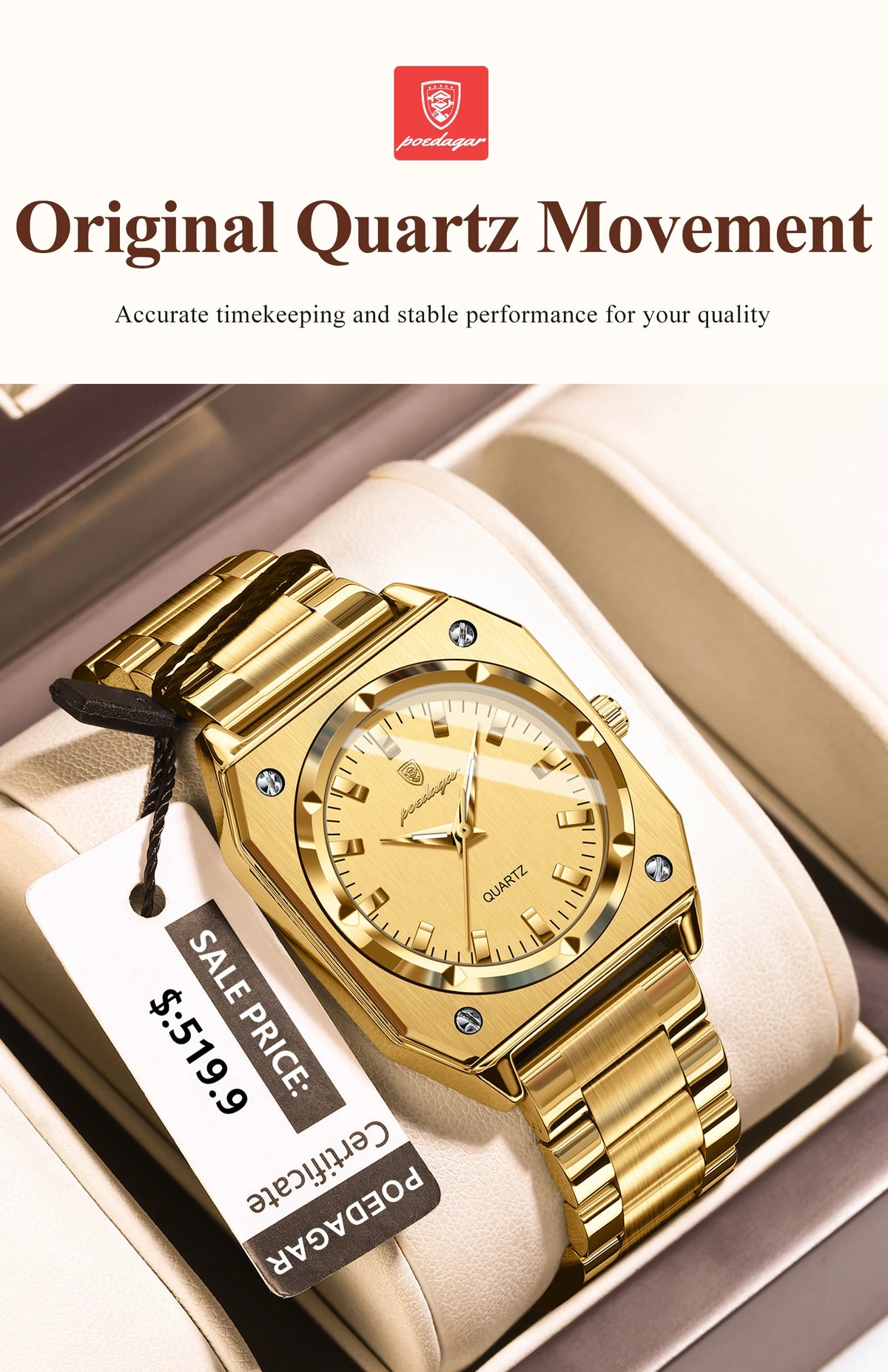 POEDAGAR Fashion Square Ladies Wristwatch Stainless Steel Waterproof Luminous Woman Watch Elegant Luxury Women's Quartz Watches