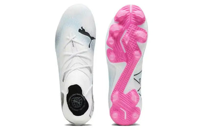 Chaussures de football Puma Future Match, confortables, polyvalentes, AG FG, durables, baskets, blanc, rose, 107715-01