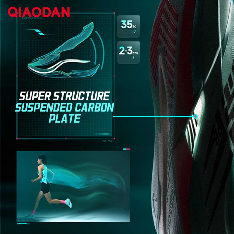 QIAODAN Feiying PB6.0 Homem 2026 Sapatilhas Desportivas de Competição para Maratona Novas com Placa de Carbono Suspensa Integral QDB023261299